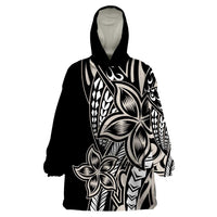 Polynesian Plumeria Floral Tattoo Pattern Wearable Blanket Hoodie Beige Style LT9 One Size Beige - Polynesian Pride