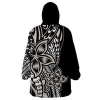 Polynesian Plumeria Floral Tattoo Pattern Wearable Blanket Hoodie Beige Style LT9 - Polynesian Pride
