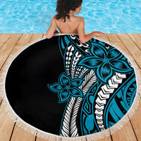 Polynesian Plumeria Floral Tattoo Pattern Beach Blanket Blue Style LT9 - Polynesian Pride