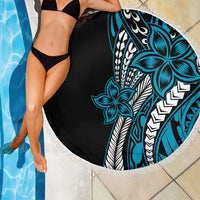 Polynesian Plumeria Floral Tattoo Pattern Beach Blanket Blue Style LT9 - Polynesian Pride