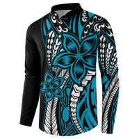 Polynesian Plumeria Floral Tattoo Pattern Button Sweatshirt Blue Style LT9 - Polynesian Pride