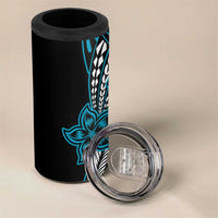 Polynesian Plumeria Floral Tattoo Pattern 4 in 1 Can Cooler Tumbler Bllue Style LT9 - Polynesian Pride