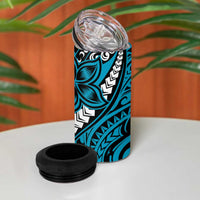 Polynesian Plumeria Floral Tattoo Pattern 4 in 1 Can Cooler Tumbler Bllue Style LT9 - Polynesian Pride
