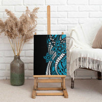 Polynesian Plumeria Floral Tattoo Pattern Canvas Wall Art Blue Style LT9 - Polynesian Pride