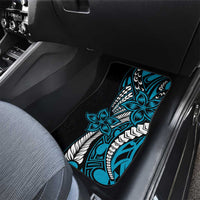 Polynesian Plumeria Floral Tattoo Pattern Car Mats Blue Style LT9 - Polynesian Pride