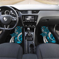 Polynesian Plumeria Floral Tattoo Pattern Car Mats Blue Style LT9 Set 2pcs - Front Blue - Polynesian Pride