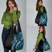 Polynesian Plumeria Floral Tattoo Pattern Grocery Bag Blue Style LT9 - Polynesian Pride