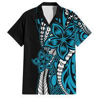 Polynesian Plumeria Floral Tattoo Pattern Hawaiian Shirt Blue Style LT9 Blue - Polynesian Pride
