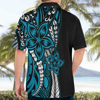 Polynesian Plumeria Floral Tattoo Pattern Hawaiian Shirt Blue Style LT9 - Polynesian Pride