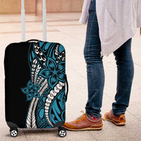 Polynesian Plumeria Floral Tattoo Pattern Luggage Cover Blue Style