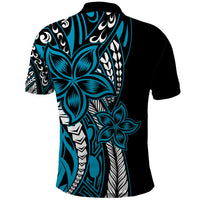Polynesian Plumeria Floral Tattoo Pattern Polo Shirt Bllue Style