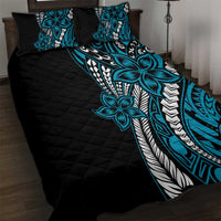 Polynesian Plumeria Floral Tattoo Pattern Quilt Bed Set Blue Style LT9 Blue - Polynesian Pride