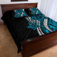 Polynesian Plumeria Floral Tattoo Pattern Quilt Bed Set Blue Style LT9 - Polynesian Pride