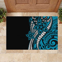 Polynesian Plumeria Floral Tattoo Pattern Rubber Doormat Blue Style LT9 Blue - Polynesian Pride