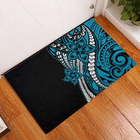 Polynesian Plumeria Floral Tattoo Pattern Rubber Doormat Blue Style LT9 - Polynesian Pride
