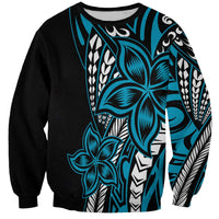 Polynesian Plumeria Floral Tattoo Pattern Sweatshirt Blue Style LT9 Unisex Blue - Polynesian Pride