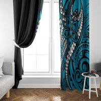 Polynesian Plumeria Floral Tattoo Pattern Window Curtain Blue Style LT9 - Polynesian Pride