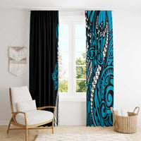 Polynesian Plumeria Floral Tattoo Pattern Window Curtain Blue Style LT9 - Polynesian Pride