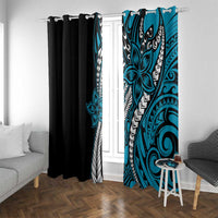 Polynesian Plumeria Floral Tattoo Pattern Window Curtain Blue Style LT9 With Grommets Blue - Polynesian Pride