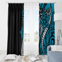 Polynesian Plumeria Floral Tattoo Pattern Window Curtain Blue Style LT9 - Polynesian Pride