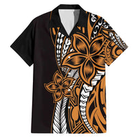 Polynesian Plumeria Floral Tattoo Pattern Family Matching Mermaid Dress and Hawaiian Shirt Gold Style