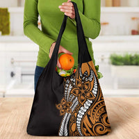Polynesian Plumeria Floral Tattoo Pattern Grocery Bag Gold Style LT9 - Polynesian Pride