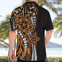Polynesian Plumeria Floral Tattoo Pattern Hawaiian Shirt Gold Style LT9 - Polynesian Pride