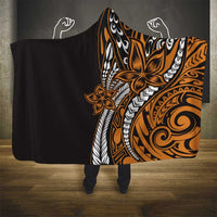 Polynesian Plumeria Floral Tattoo Pattern Hooded Blanket Gold Style LT9 - Polynesian Pride