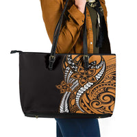 Polynesian Plumeria Floral Tattoo Pattern Leather Tote Bag Gold Style LT9 - Polynesian Pride