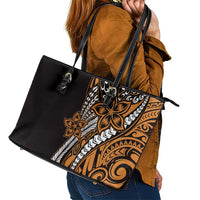 Polynesian Plumeria Floral Tattoo Pattern Leather Tote Bag Gold Style LT9 - Polynesian Pride