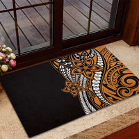 Polynesian Plumeria Floral Tattoo Pattern Rubber Doormat Gold Style LT9 - Polynesian Pride
