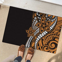 Polynesian Plumeria Floral Tattoo Pattern Rubber Doormat Gold Style LT9 - Polynesian Pride
