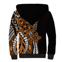 Polynesian Plumeria Floral Tattoo Pattern Sherpa Hoodie Gold Style LT9 - Polynesian Pride
