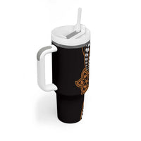 Polynesian Plumeria Floral Tattoo Pattern Tumbler With Handle Gold Style LT9 - Polynesian Pride