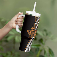 Polynesian Plumeria Floral Tattoo Pattern Tumbler With Handle Gold Style LT9 - Polynesian Pride
