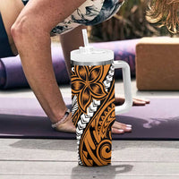 Polynesian Plumeria Floral Tattoo Pattern Tumbler With Handle Gold Style LT9 - Polynesian Pride