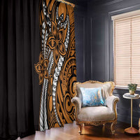 Polynesian Plumeria Floral Tattoo Pattern Window Curtain Gold Style LT9 - Polynesian Pride