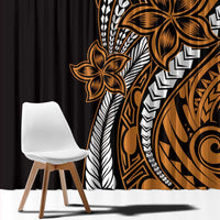 Polynesian Plumeria Floral Tattoo Pattern Window Curtain Gold Style LT9 - Polynesian Pride