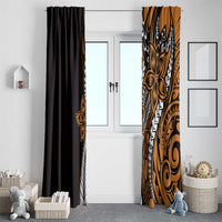 Polynesian Plumeria Floral Tattoo Pattern Window Curtain Gold Style LT9 - Polynesian Pride