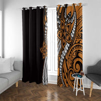 Polynesian Plumeria Floral Tattoo Pattern Window Curtain Gold Style LT9 With Grommets Gold - Polynesian Pride