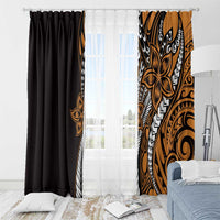 Polynesian Plumeria Floral Tattoo Pattern Window Curtain Gold Style LT9 - Polynesian Pride