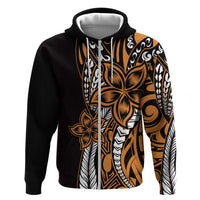 Polynesian Plumeria Floral Tattoo Pattern Zip Hoodie Gold Style
