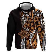 Polynesian Plumeria Floral Tattoo Pattern Zip Hoodie Gold Style