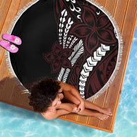 Polynesian Plumeria Floral Tattoo Pattern Beach Blanket Oxblood Style LT9 - Polynesian Pride