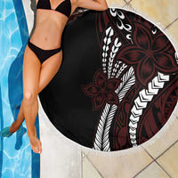 Polynesian Plumeria Floral Tattoo Pattern Beach Blanket Oxblood Style LT9 - Polynesian Pride