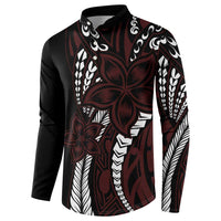 Polynesian Plumeria Floral Tattoo Pattern Button Sweatshirt Oxblood Style LT9 - Polynesian Pride
