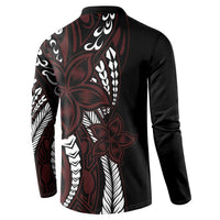 Polynesian Plumeria Floral Tattoo Pattern Button Sweatshirt Oxblood Style LT9 - Polynesian Pride