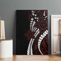 Polynesian Plumeria Floral Tattoo Pattern Canvas Wall Art Oxblood Style LT9 - Polynesian Pride