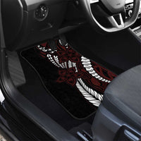 Polynesian Plumeria Floral Tattoo Pattern Car Mats Oxblood Style LT9 - Polynesian Pride