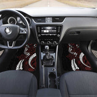 Polynesian Plumeria Floral Tattoo Pattern Car Mats Oxblood Style LT9 Set 2pcs - Front Oxblood - Polynesian Pride
